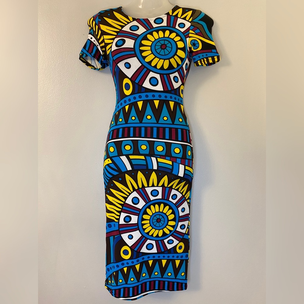Capella Apparel Tribal Pattern Bodycon Dress
